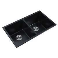 Évier de cuisine en quartz noir de haute qualité, à cuve unique, épaisseur 12 mm, à encastrer, design moderne, pour restaurants et hôtels