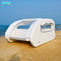 Bateau de plaisance gonflable de luxe avec auvent pare-soleil et support moteur pour les loisirs aquatiques sur lac et mer