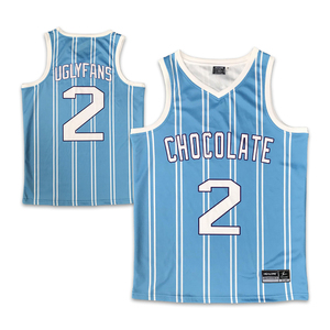 Ropa de baloncesto clásica personalizada, uniformes de baloncesto de equipo, camiseta de baloncesto a rayas azules por sublimación - Product Image 1