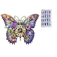 Kit d'horloge de peinture diamantée 5D de forme spéciale, broderie de strass DIY avec support, décoration d'intérieur, cadeau
