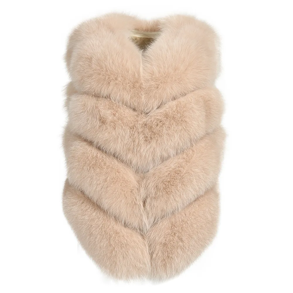 Beste Qualität Benutzer definierte Größe Shaggy Fur Gilet Woman Modische Lady Fox Fur Weste