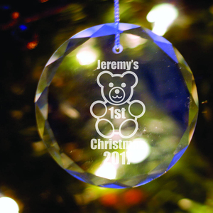 Ornement de Noël personnalisé <span class=keywords><strong>pour</strong></span> bébé garçon, premier Noël, cristal, nom personnalisé, ours en peluche, décoration suspendue de Noël - Product Image 1