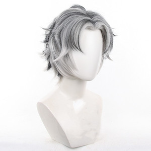 Venta al por mayor Kotaro Bokuto peluca 30cm corto negro plata mezclado <span class=keywords><strong>Haikyuu</strong></span> <span class=keywords><strong>Cosplay</strong></span> Peluca sintético <span class=keywords><strong>Anime</strong></span> resistente al calor Peluca de pelo - Product Image 4
