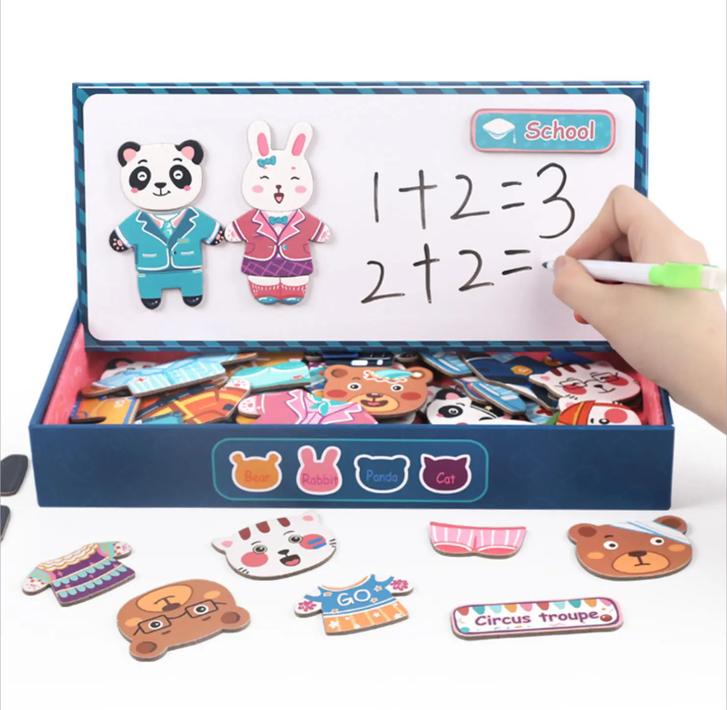 Puzzle en bois montessori pour enfants, jeu de changement d'animaux, en papier magnétique, 5 pièces, meilleurs cadeaux, 2021