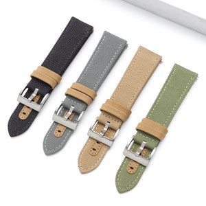 <span class=keywords><strong>Bracelet</strong></span> de montre en cuir et nylon 20 mm 22 mm à libération rapide, respirant, sportif, compatible avec les montres connectées - Product Image 3