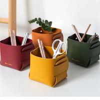 Tempat Pensil Kuas Makeup Organizer Meja Kerja Kotak Penyimpanan Kulit PU Dekorasi Meja Gaya Nordic Tempat Perhiasan Kunci