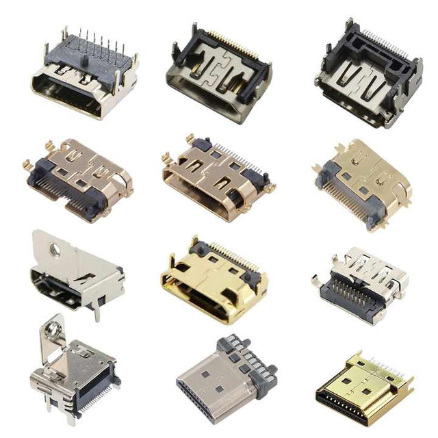 Multiple Style High-Definition Multimedia Interface 19 Pin Female Connector and Soldering Wire H-D-M-I Male Plug