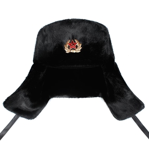 Cappello Invernale da Uomo in Pelliccia Caldo Antivento Stile Lei Feng con Paraorecchie in Finta Pelliccia Nero da Sci Trapper Anti-Freddo e Neve - Product Image 2