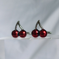 Fruit Red Cherry Franse stijl messing manchetknopen voor unisex formele feestpromotie cadeau