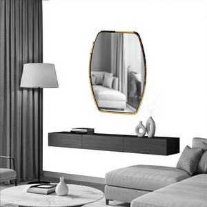 กระจกตกแต่งผนังแบบมินิมอล สแตนเลสเคลือบ PVD รูปทรงศิลปะ สำหรับห้องน้ำ ดีไซน์หรูหรา รูปทรงไม่สมมาตร เหมาะสำหรับงานแต่งงาน - Product Image 1