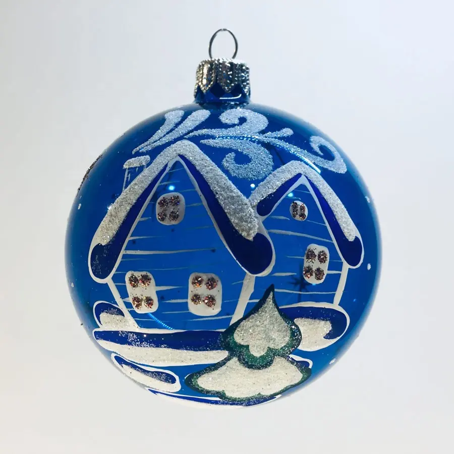 Großhandel Custom Design Handgemachte dekorative Weihnachts baum Ornament Hängende Glaskugel 100 mm