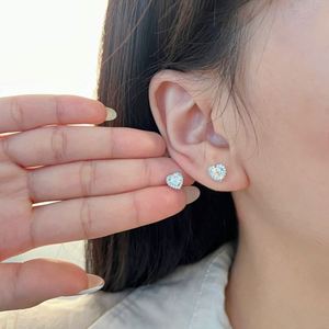 Dylam High Quality Non Tarnish Non Fade S925 <b>Silver</b> Rhodium Plated Eternity Infinity Love 5A Zirconia Heart Shape <b>Stud</b> <b>Earrings</b> - Product Image 2