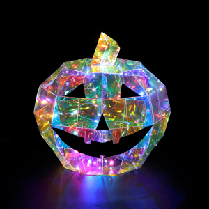 ไฟ LED ตกแต่งฮาโลวีน รูปฟักทอง เรืองแสง สีรุ้ง ประดับตกแต่งบ้านผีสิง โต๊ะอาหาร ของตกแต่งโฮโลแกรมสมัยใหม่ - Product Image 1
