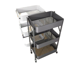 Chariot de <span class=keywords><strong>rangement</strong></span> pliable à trois niveaux pour cuisine, salle de bain, chambre à coucher - <span class=keywords><strong>Rangement</strong></span> mobile au sol pour jouets et collations de bébé - Product Image 1
