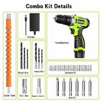 Perceuse sans fil 12V avec moteur à balais, 20 Nm, 1350 tr/min, mandrin 3/8 po, 10 mm, kit 28 pièces avec 2 batteries, 1 chargeur, faible MOQ