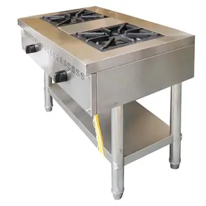 Custom Commercial Gas Combination Stove Freestanding Stainless Steel Cooking Stove Hotel Kitchen Gas Range With 2 Burners