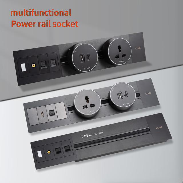Wall-mounted 3 Outlets Zigbee Smart Power Rail Socket with Movable International Universal Track Socket