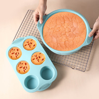 6-teiliges Faltbares Silikon Antihaft-Backformen-Set Ofenfest Spülmaschinenfest Muffin-Kuchen-Toast-Formen Backblech für Pizza Cupcake-Gebäck