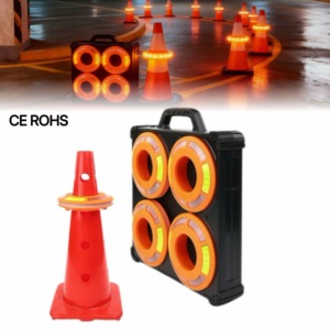 360 °   Set di Anelli Luminosi LED per Coni Stradali Ricaricabili CE ROHS, Topper Hazard Commander per Visibilità, Luce di Emergenza per Costruzioni Stradali - Product Image 1