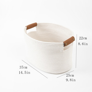 Corde de coton tissé jouet Snack panier bureau panier de rangement poignée en <span class=keywords><strong>cuir</strong></span> panier de rangement panier - Product Image 5