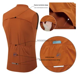 Jaket Bersepeda Khusus Musim Gugur Anti Angin Tahan Air Bahan Nylon Spandex Unisex Rompi Bersepeda Ritsleting Ganda Tanpa Lengan - Product Image 3