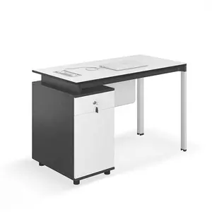 Furnitur Desain Sederhana Meja Komputer Kantor Modern Putih dengan Laci Meja Kantor Kecil