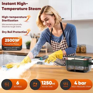 Nettoyeur Vapeur Électrique 2500W Portable pour la Maison, Machine de Nettoyage à la Vapeur pour Joints, Réservoir Transparent 1250ml, 10 Accessoires pour Hotte et Cuisinière - Product Image 2