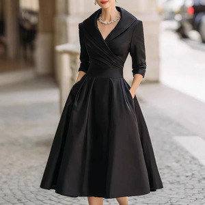 Vestido Largo Elegante con Cinturón para Mujer, Vestido Formal de Oficina para la Noche - Product Image 1