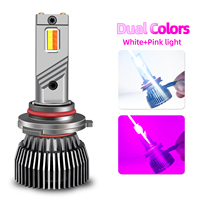 Phares LED bicolores 120W Plug and Play, compatibles Canbus, H1 H3 H7 H8 H9 H11 H16 HB3 9005 HB4 9006, 6500K/Rose Violet, 12V 24V