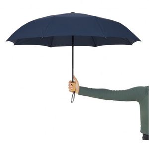 Parapluie de voyage pliable en trois sections avec poignée en bambou, ouverture et fermeture automatiques, design classique, tissu en polyester RPET Pongee - Product Image 1