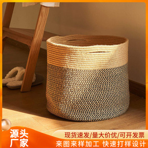American-style cotton rope laundry <b>basket</b>, household <b>basket</b>, magazine storage <b>basket</b>, laundry hopper, storage <b>basket</b>, folding - Product Image 5