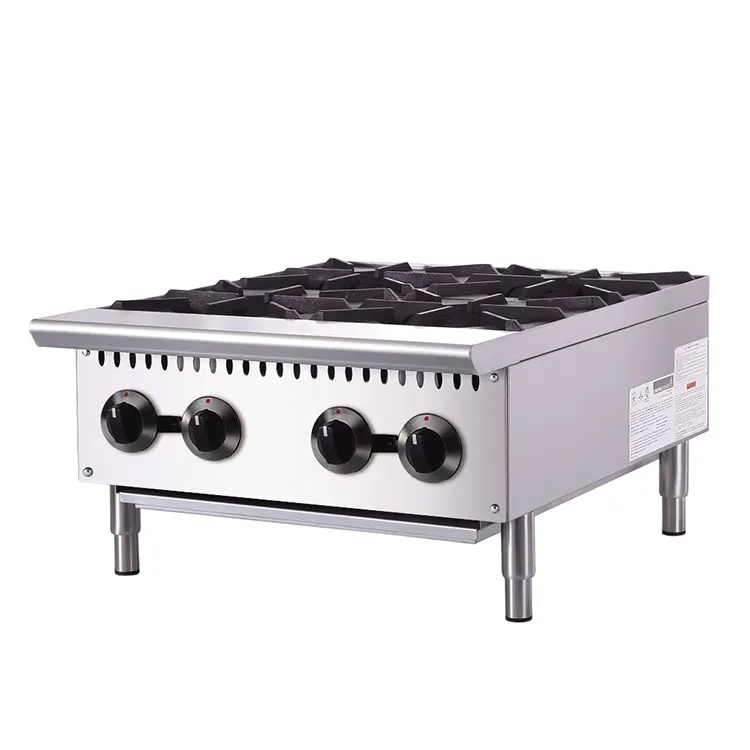 Équipement de cuisine commerciale en acier inoxydable Europe cuisinière 24 "4 brûleurs cuisinière à gaz brûleurs cuisinière à gaz