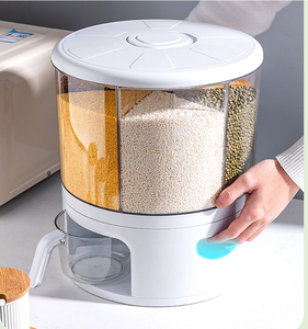 กล่องเก็บข้าวสารพลาสติกแบบ 6 ช่อง ป้องกันความชื้น สำหรับเก็บอาหารในครัว กล่องเก็บธัญพืช กล่องซีเรียล กล่องเก็บของแบบหมุนได้ - Product Image 2