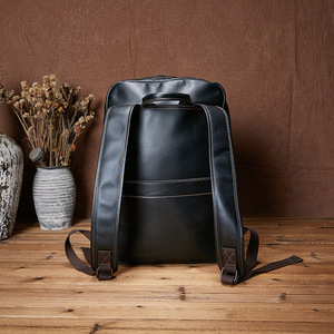 From My Home Genuine Leather <b>Backpack</b> Black 16-Inch Laptop Capacity Business Travel Casual Men's <b>Backpack</b> - Product Image 4