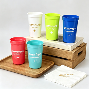 Gobelets de Stade en Plastique Rigide Transparent PP Sans BPA, Personnalisables avec Logo Sérigraphié, 8oz 20oz, Gobelets Givrés pour Mariages - Vente en Gros - Product Image 1