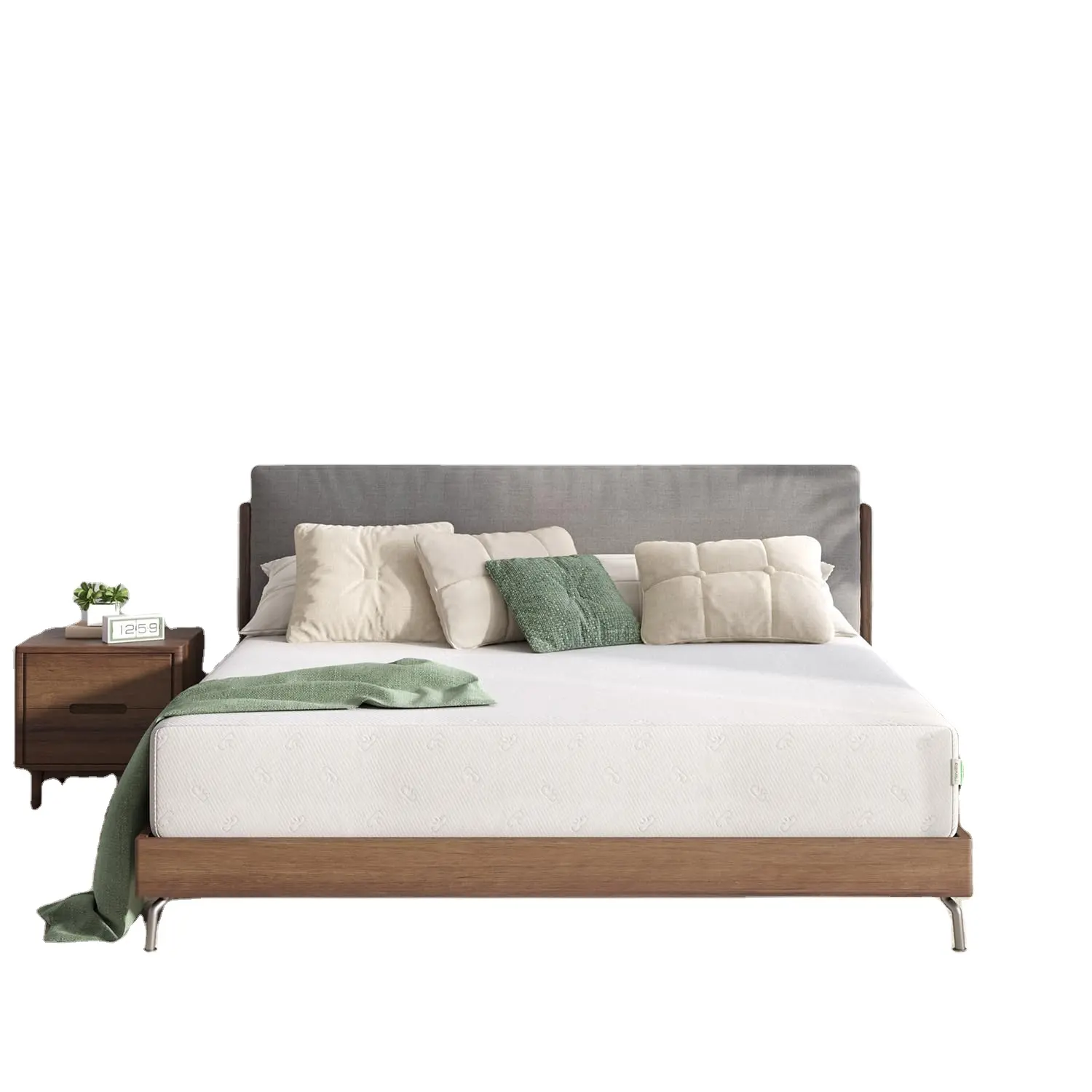 Matelas queen, matelas en mousse à mémoire de forme queen size de 12 pouces avec mousse à mémoire de bois de bambou pour le soulagement de la pression et le sommeil frais,