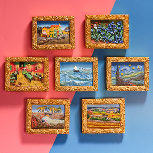 Aimants de réfrigérateur créatifs, peintures célèbres du monde entier, série <span class=keywords><strong>Van</strong></span> <span class=keywords><strong>Gogh</strong></span>, ciel étoilé, tournesol, style nordique, résine 3D magnétique - Product Image 2
