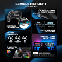 Control de Juego Inalámbrico Fantech WGP15V2S EPSILON BT 2.4GHz para PC y PS, Multiplataforma, con Efecto Hall y Vibración de 4 Niveles