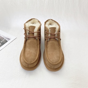 Inoe-bottes d'hiver en cuir de mouton pour homme, chaussures de neige classiques et chaudes, en peau de mouton et fourrure de mi-mollet, doublées d'herbes, collection - Product Image 2
