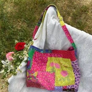 Colorful Ethnic <b>Canvas</b> Cotton Shopping Tote Bag Calico Large Capacity Retro Floral Shoulder Bag <b>Handbag</b> for Travel - Product Image 1
