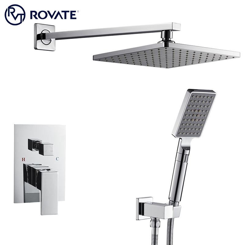 ROVATE Bathroom Modern in-wall Shower, Built-in Faucet Set, Concealed Shower Set