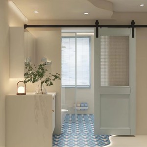 Puerta Interior de Madera Maciza con Panel Arqueado de MDF, para Dormitorio y Apartamento, Resistente a la Humedad, con Apertura de Bisagra Estilo Francés - Product Image 2