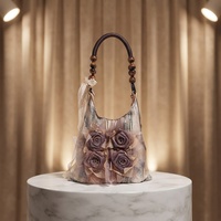 Sac à main plissé YIYOU rétro 2026 en toile tie-dye motif rose, sac porté épaule ou sous le bras pour femme