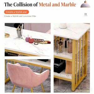 Mesa de Manicura Portátil de Mármol de Lujo Moderno, Juego de Mesa Multifuncional Disponible para Salones de Uñas y Peluquería - Product Image 5