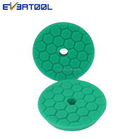 EVERTOOL Tampon de polissage en mousse à grille ronde verte de 6 pouces avec fixation auto-agrippante pour polisseuse rotative de voiture, éponge de detailing automobile