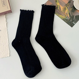 Chaussettes à la cheville en dentelle <span class=keywords><strong>de</strong></span> champignon noir <span class=keywords><strong>de</strong></span> Style japonais coréen pour femmes chaussettes longues pour le printemps été automne hiver récupération post-partum - Product Image 2