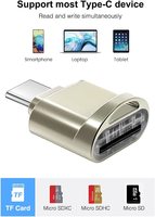 Lector de tarjetas tipo C Mini SD TF, adaptador de memoria OTG, concentrador USB C y fuente de alimentación para uso en computadora portátil sin llavero