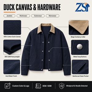 Chaqueta de Trabajo <span class=keywords><strong>para</strong></span> <span class=keywords><strong>Hombre</strong></span> Zesheng con Logotipo Personalizado, Cuello Alto, Largo Regular, Estilo Informal Elegante, Diseño de Parches en Mezclilla, Servicio OEM - Product Image 2