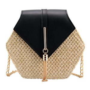 <span class=keywords><strong>Sac</strong></span> à <span class=keywords><strong>main</strong></span> décontracté pour femme, personnalisé avec logo, classique, fait <span class=keywords><strong>main</strong></span>, en paille PP, avec chaîne métallique, petit <span class=keywords><strong>sac</strong></span> hexagonal tendance, durable pour le quotidien - Product Image 2