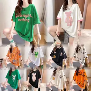 Cross-border Fashion Casual 100% Cotton Short Sleeve T-shirt Women's Printed Round Neck Shirt Wholesale